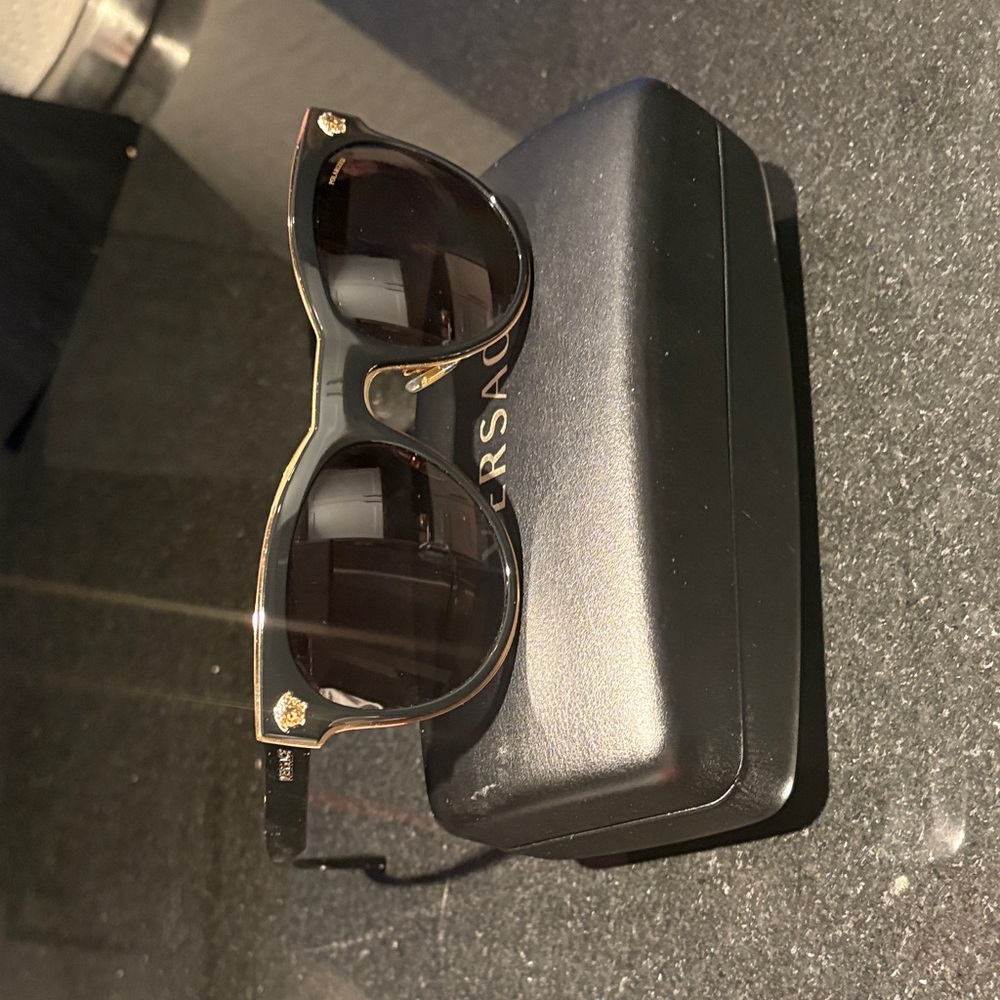 Versace Black and Gold Sunglasses with Case